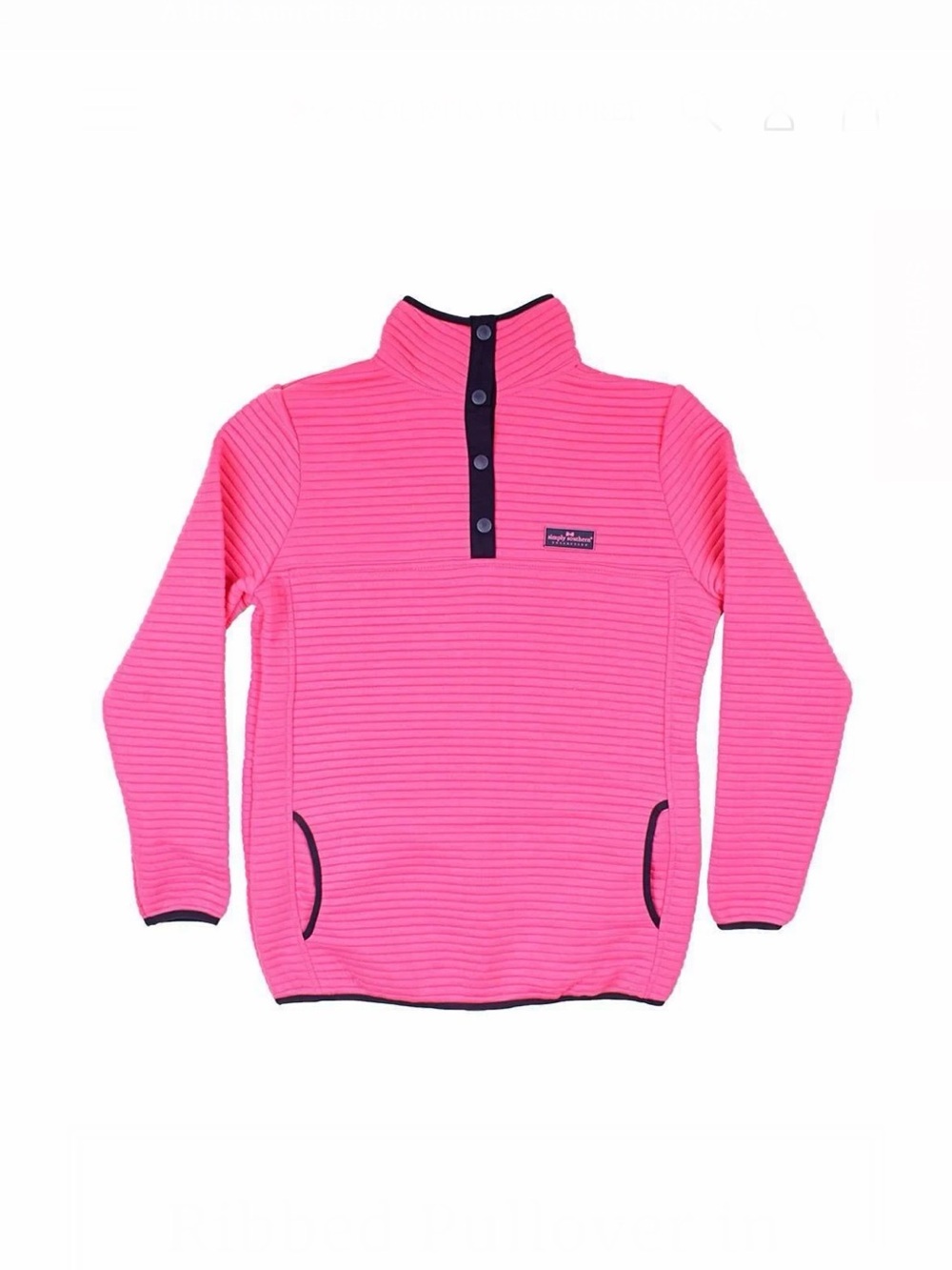 Simply Southern Neon Pink Ribbed Quarter-Snap Pullover with Black Trim